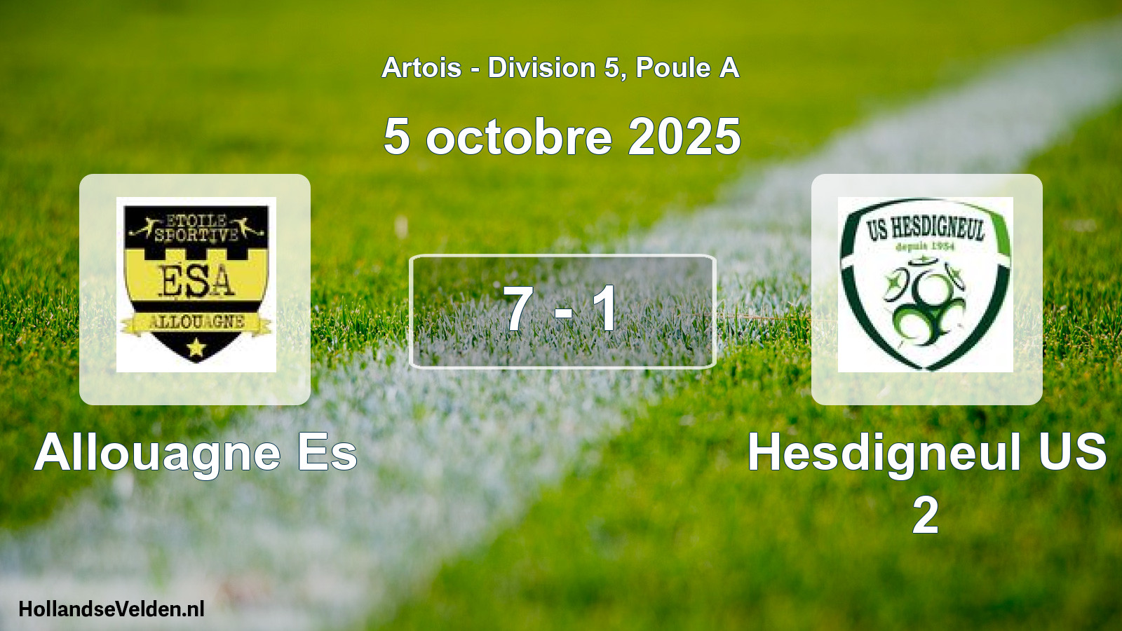 Match joué: Allouagne Es - Hesdigneul US 2 7 - 1 (5 octobre 2025)