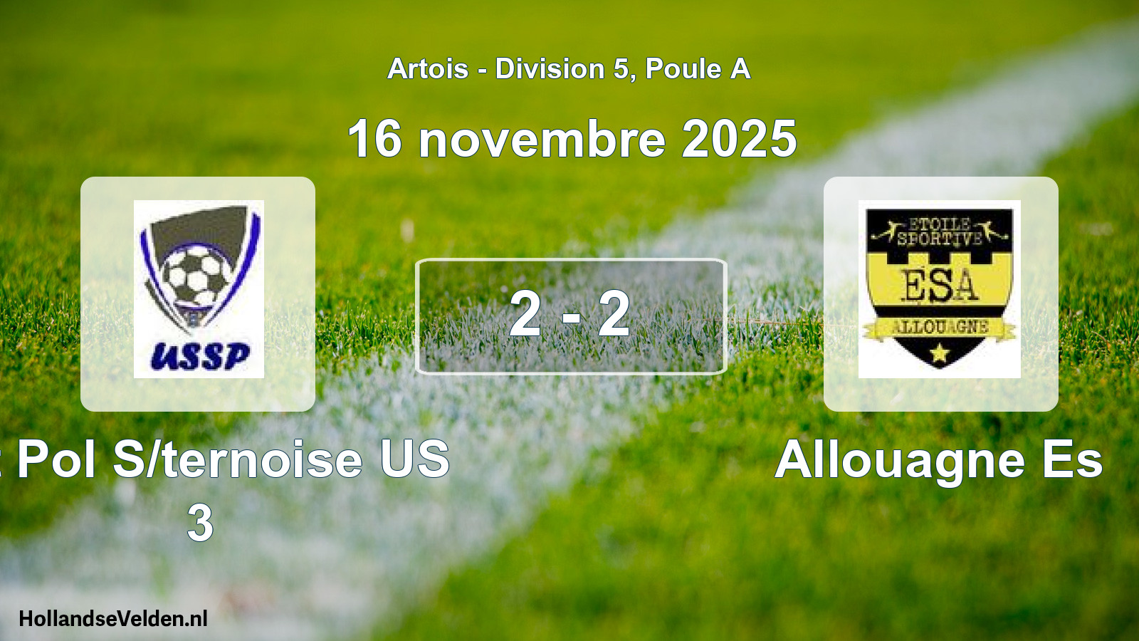 Match joué: St Pol S/ternoise US 3 - Allouagne Es 2 - 2 (16 novembre 2025)