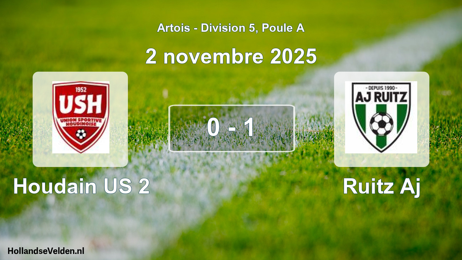 Match joué: Houdain US 2 - Ruitz Aj 0 - 1 (2 novembre 2025)