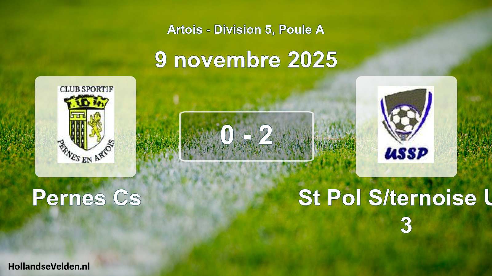 Match joué: Pernes Cs - St Pol S/ternoise US 3 0 - 2 (9 novembre 2025)