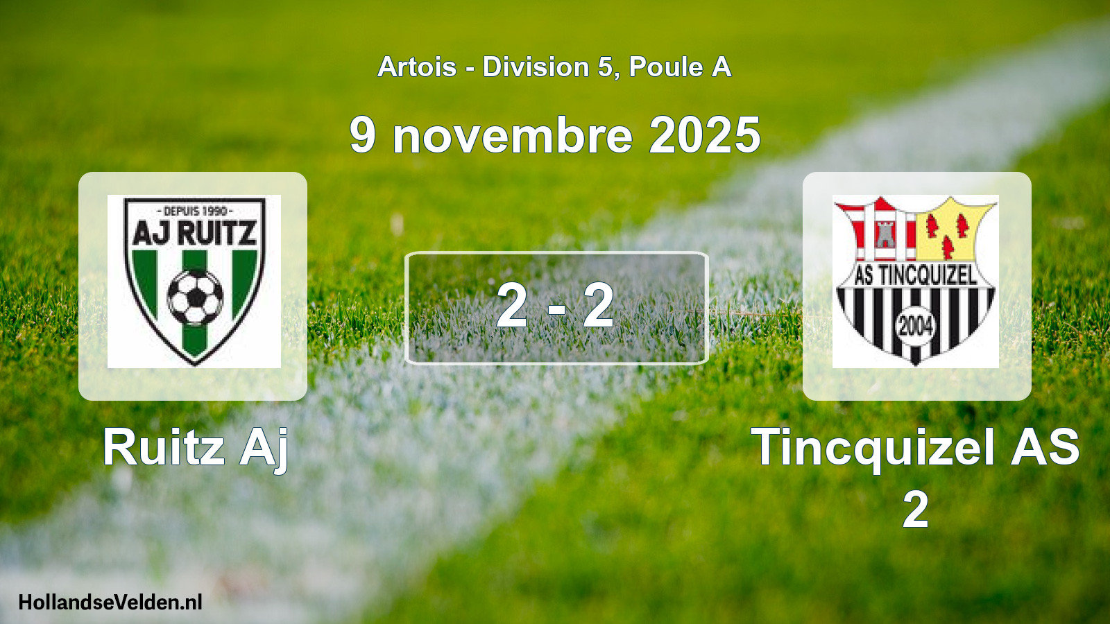 Total number of matches played: Ruitz Aj - Tincquizel AS 2 2 - 2 (9 November 2025)