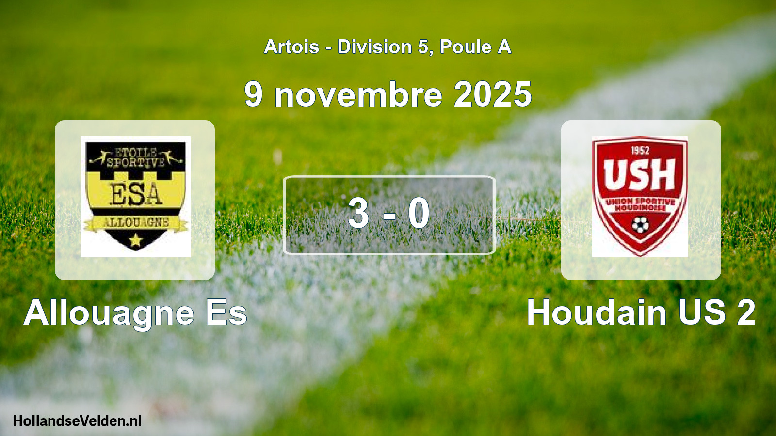 Match joué: Allouagne Es - Houdain US 2 3 - 0 (9 novembre 2025)