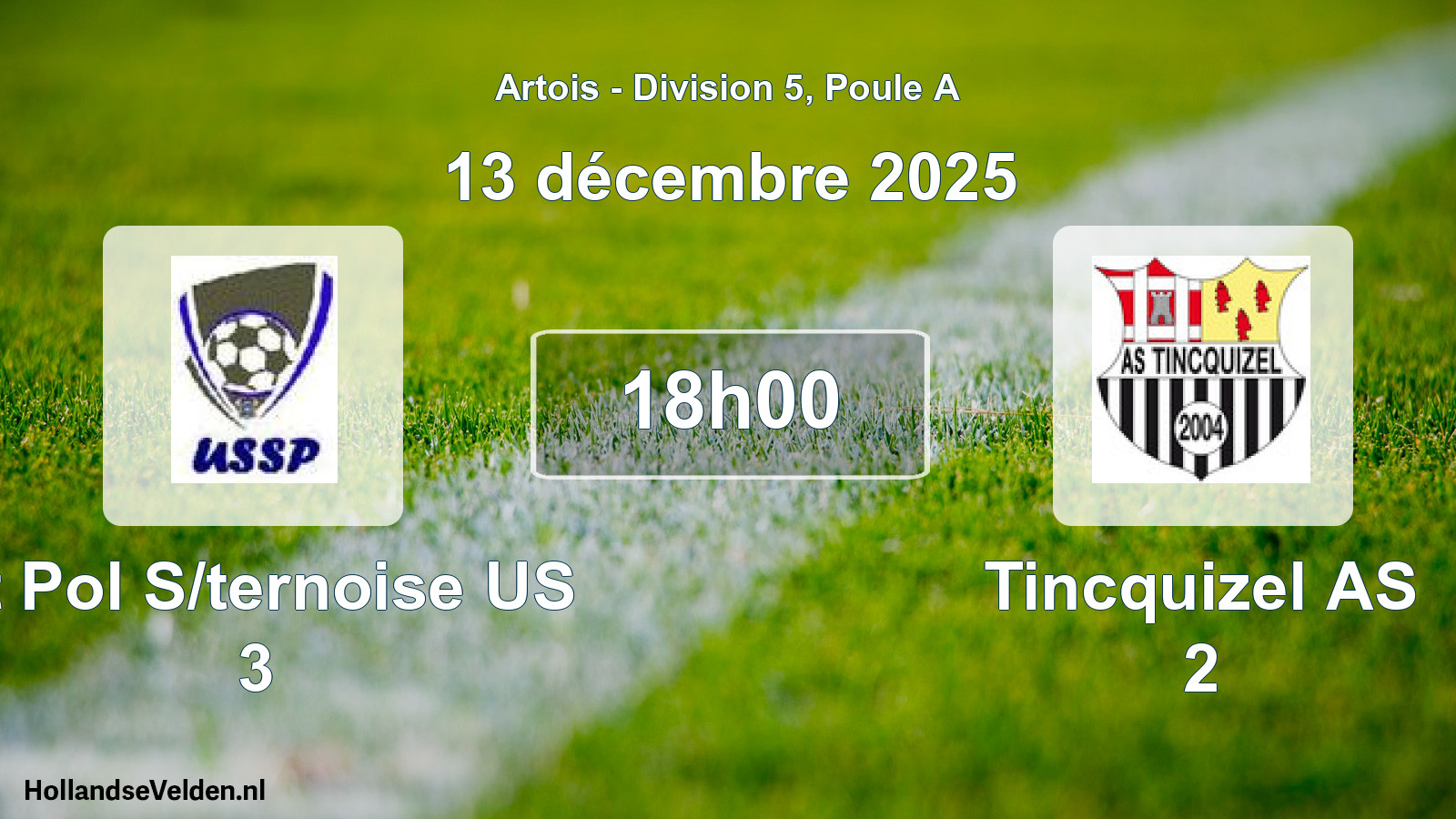 Match programmé: St Pol S/ternoise US 3 - Tincquizel AS 2 (13 décembre 2025)