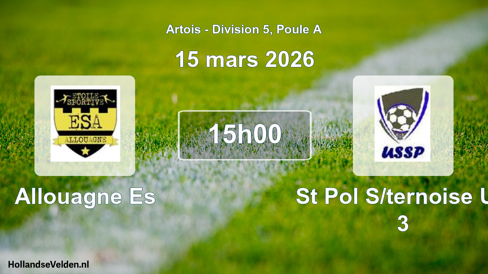 Match programmé: Allouagne Es - St Pol S/ternoise US 3 (15 mars 2026)