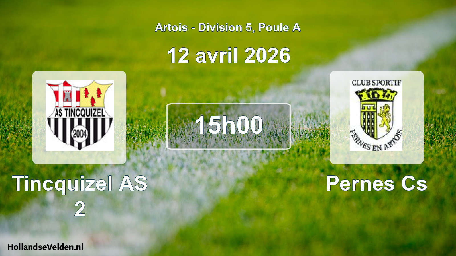 Match programmé: Tincquizel AS 2 - Pernes Cs (12 avril 2026)