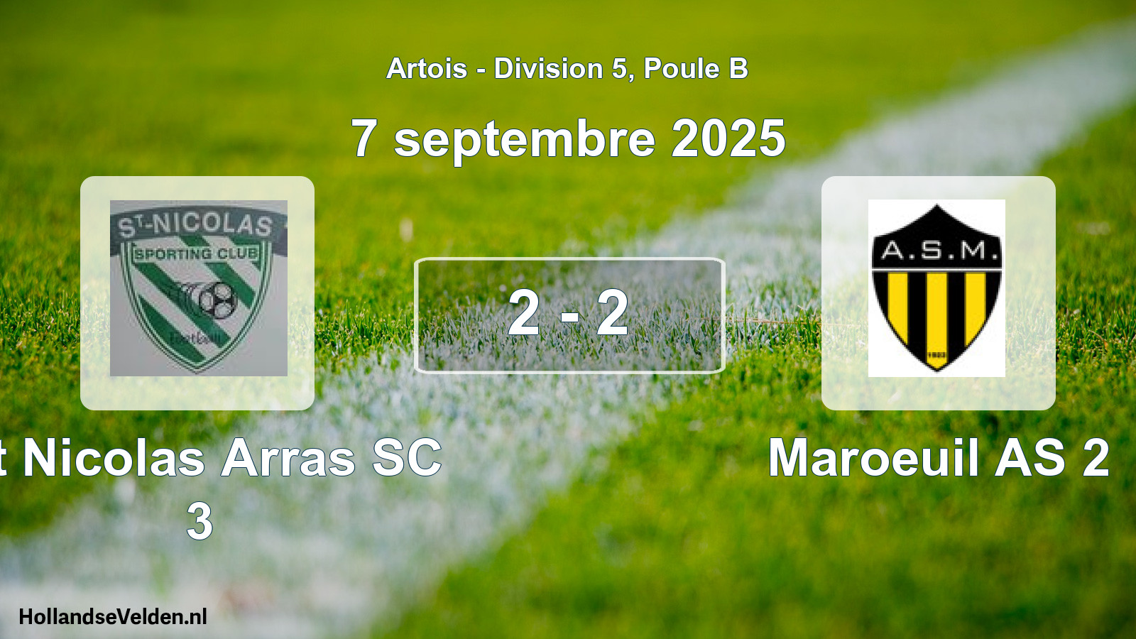 Total number of matches played: St Nicolas Arras SC 3 - Maroeuil AS 2 2 - 2 (7 September 2025)