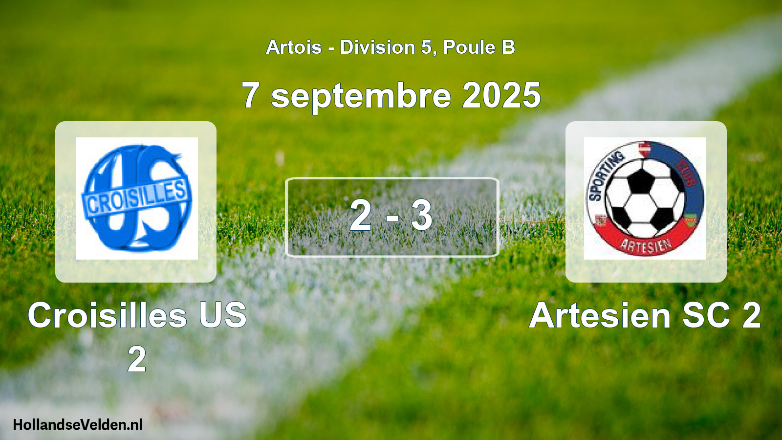Total number of matches played: Croisilles US 2 - Artesien SC 2 2 - 3 (7 September 2025)