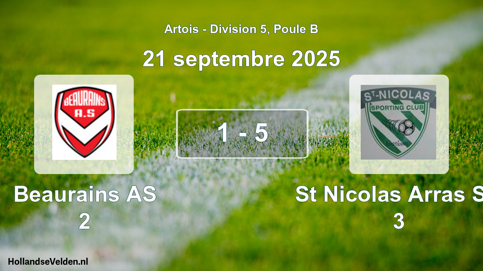 Total number of matches played: Beaurains AS 2 - St Nicolas Arras SC 3 1 - 5 (21 September 2025)
