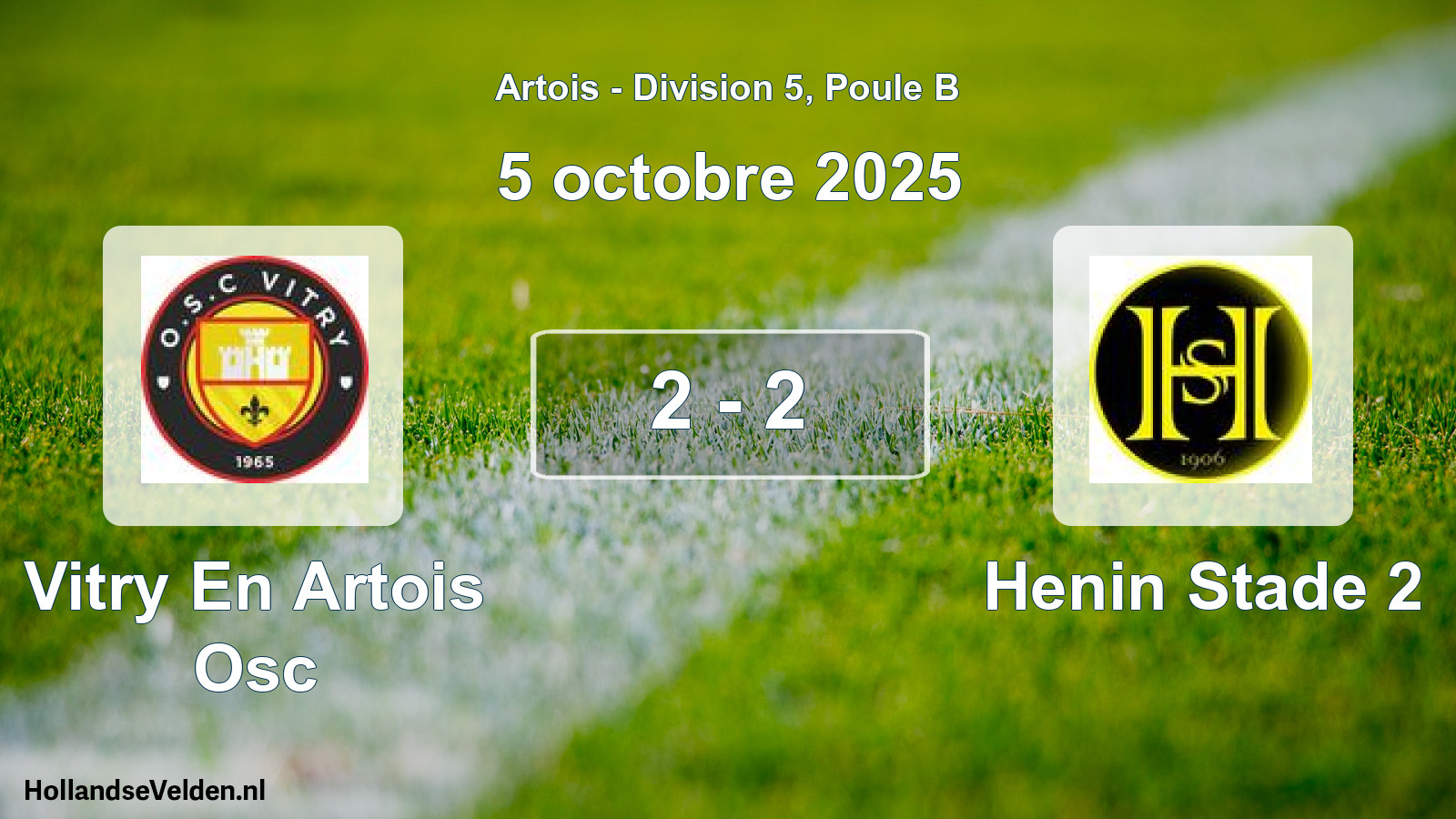 Total number of matches played: Vitry En Artois Osc - Henin Stade 2 2 - 2 (5 October 2025)