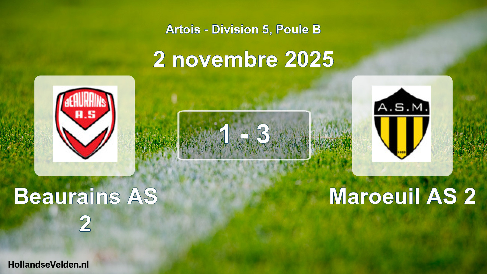 Match joué: Beaurains AS 2 - Maroeuil AS 2 1 - 3 (2 novembre 2025)