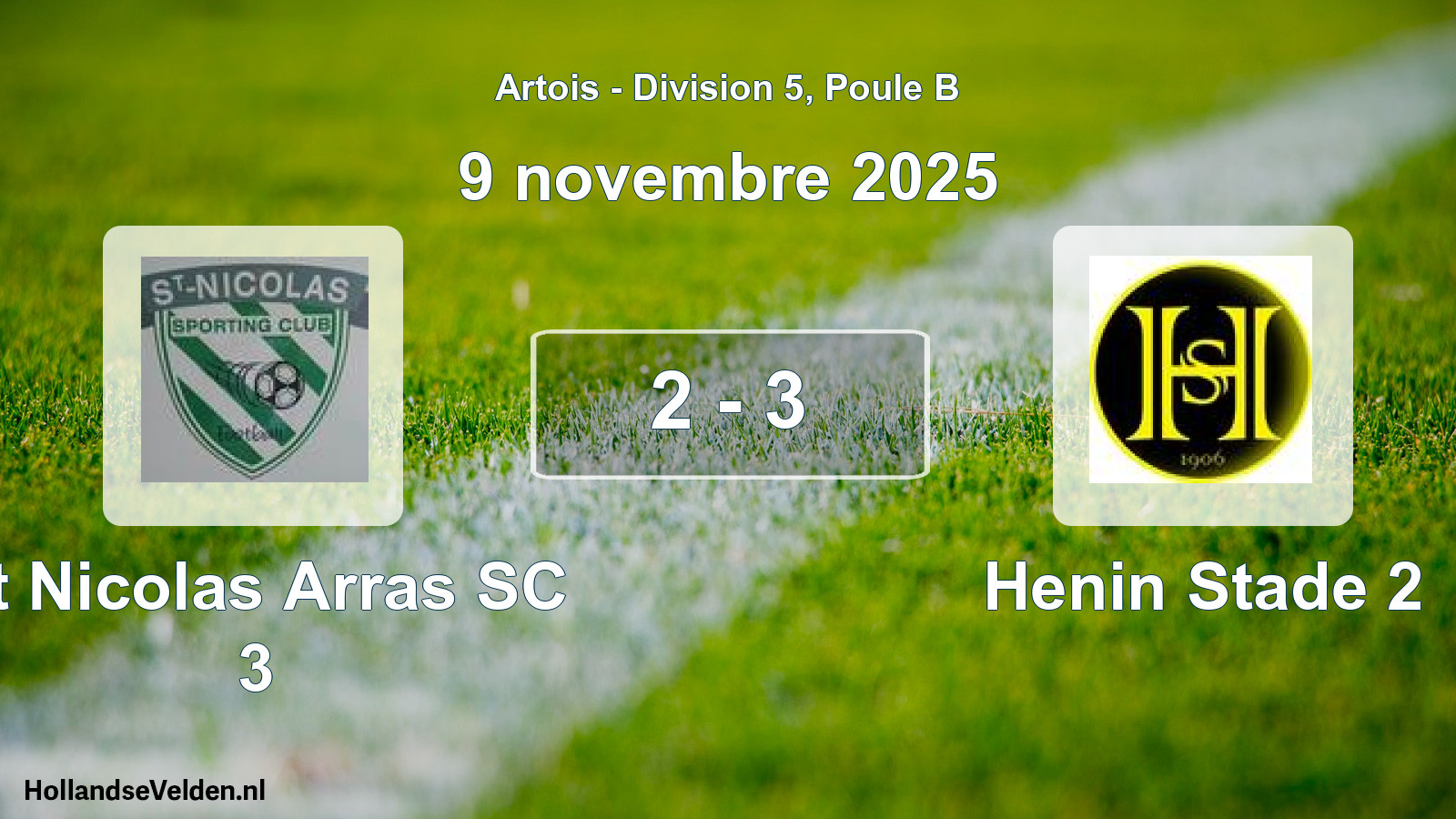 Gespeelde wedstrijd: St Nicolas Arras SC 3 - Henin Stade 2 2 - 3 (9 november 2025)