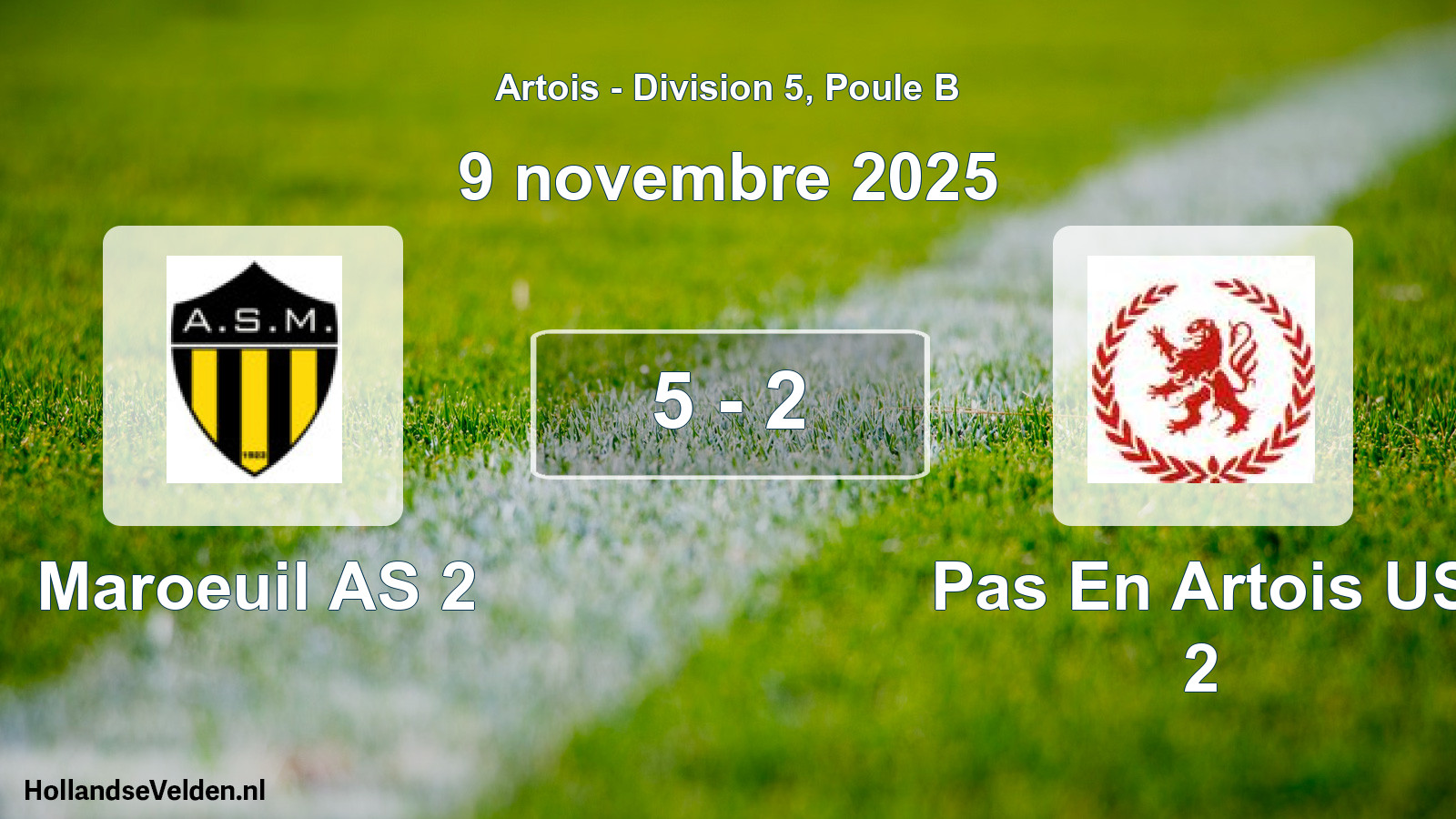 Gespeelde wedstrijd: Maroeuil AS 2 - Pas En Artois US 2 5 - 2 (9 november 2025)