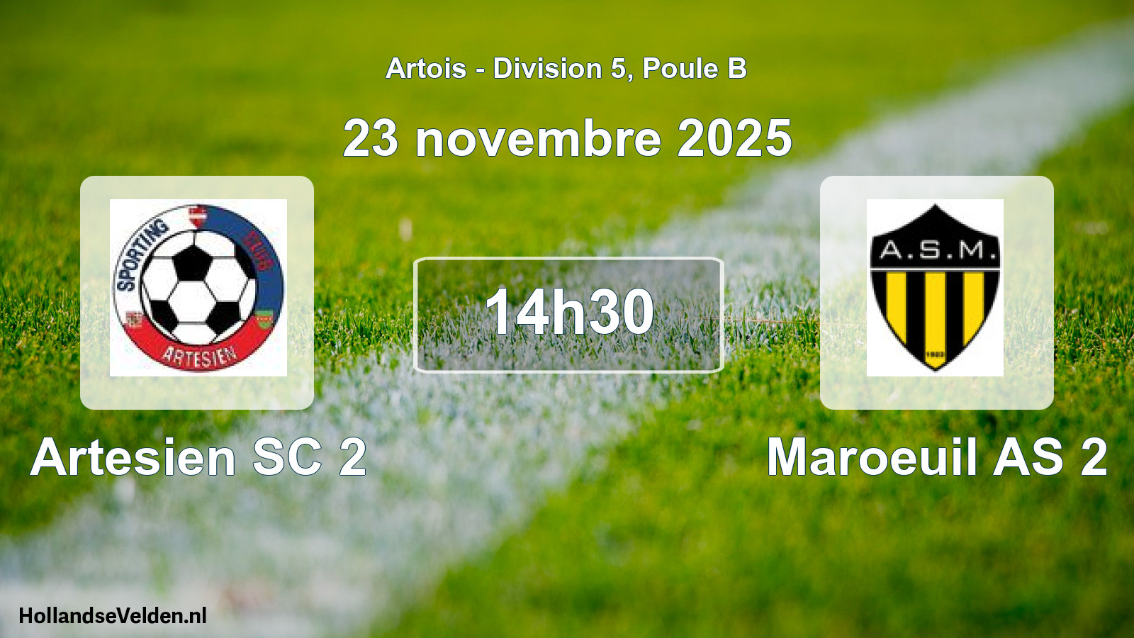 Match programmé: Artesien SC 2 - Maroeuil AS 2 (23 novembre 2025)