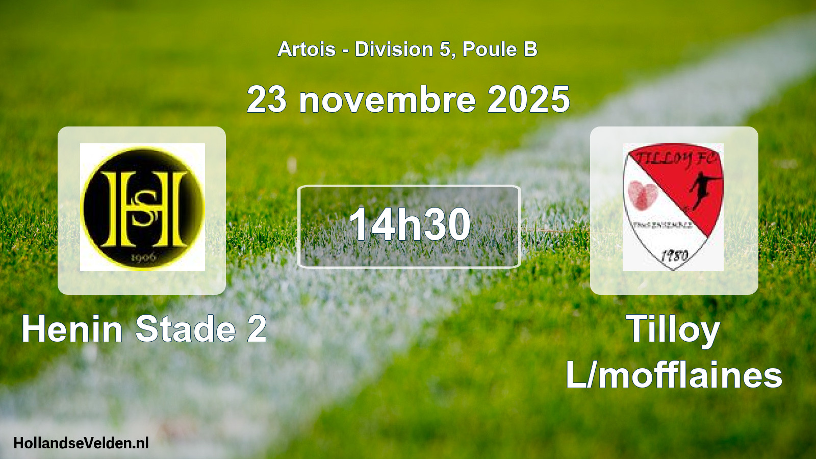 Match programmé: Henin Stade 2 - Tilloy L/mofflaines (23 novembre 2025)