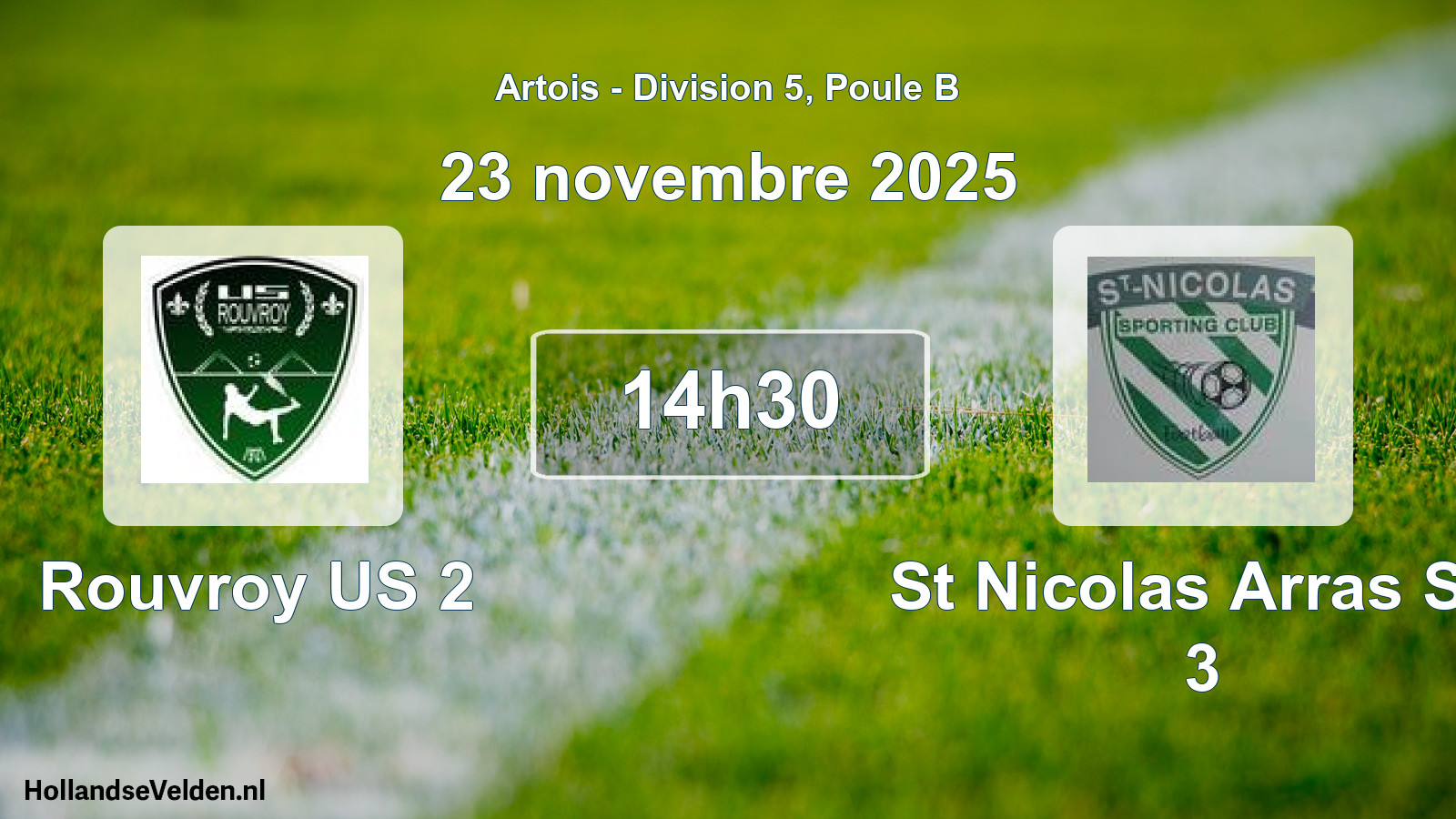 Match programmé: Rouvroy US 2 - St Nicolas Arras SC 3 (23 novembre 2025)