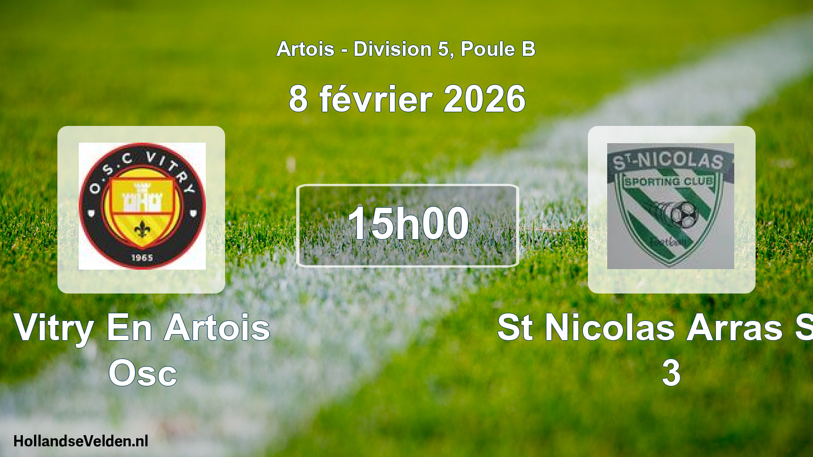 Match programmé: Vitry En Artois Osc - St Nicolas Arras SC 3 (8 février 2026)