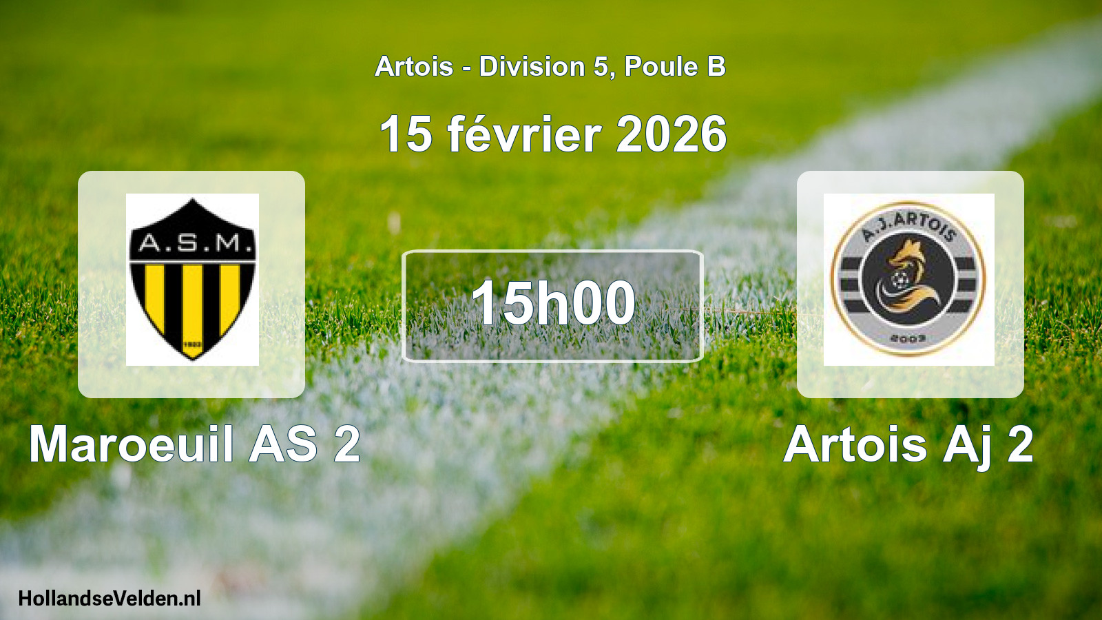 Match programmé: Maroeuil AS 2 - Artois Aj 2 (15 février 2026)
