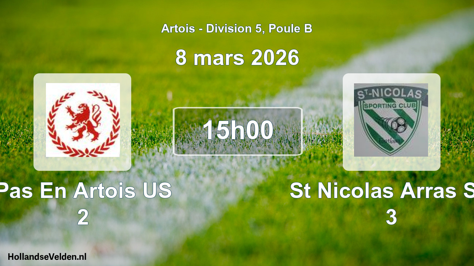 Geplande wedstrijd: Pas En Artois US 2 - St Nicolas Arras SC 3 (8 maart 2026)