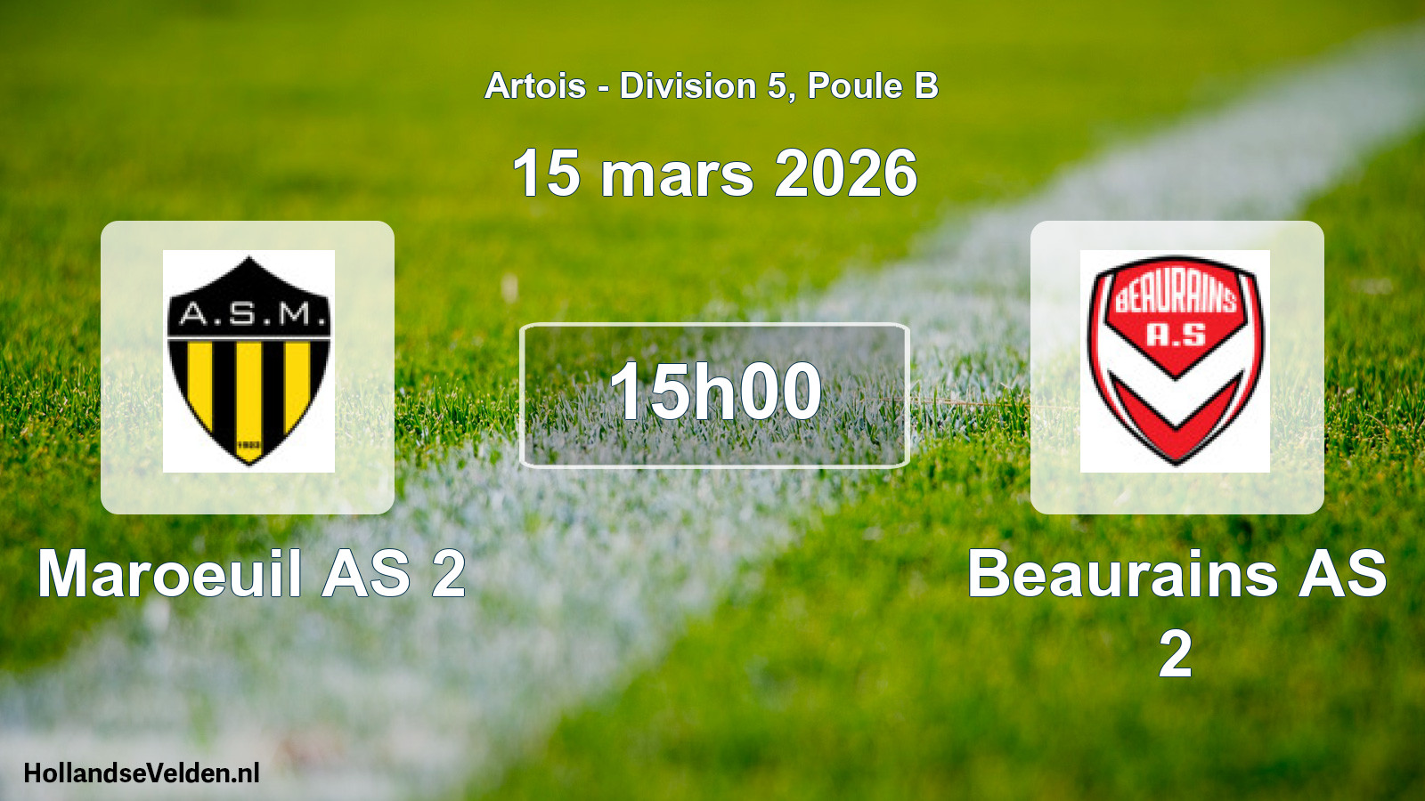 Match programmé: Maroeuil AS 2 - Beaurains AS 2 (15 mars 2026)