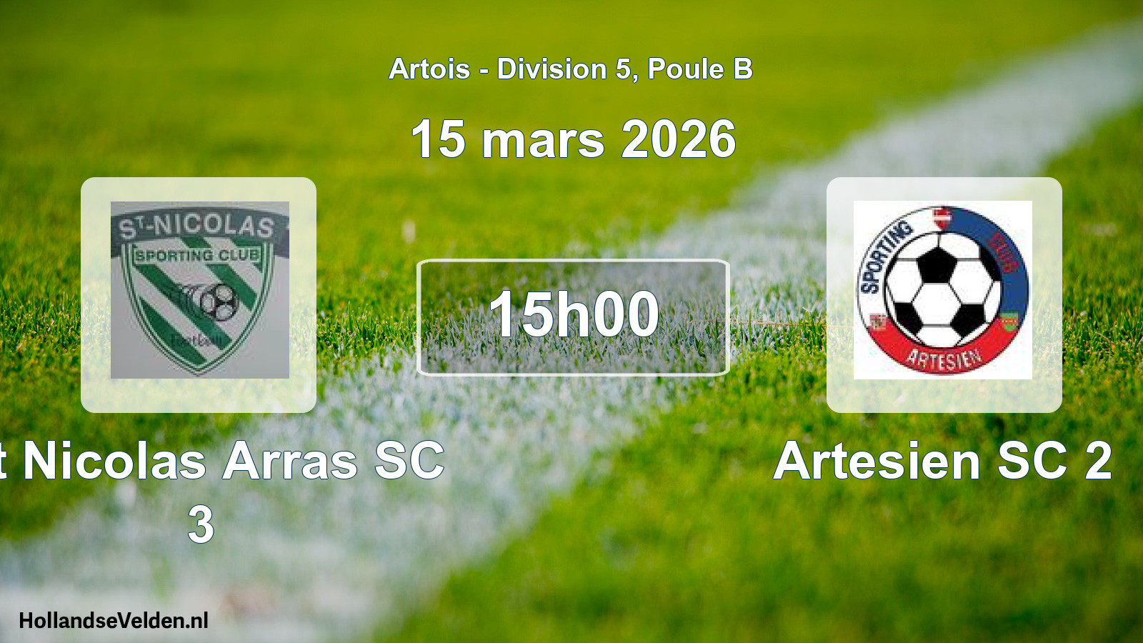 Geplande wedstrijd: St Nicolas Arras SC 3 - Artesien SC 2 (15 maart 2026)