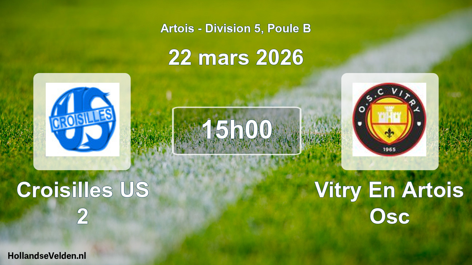Match programmé: Croisilles US 2 - Vitry En Artois Osc (22 mars 2026)