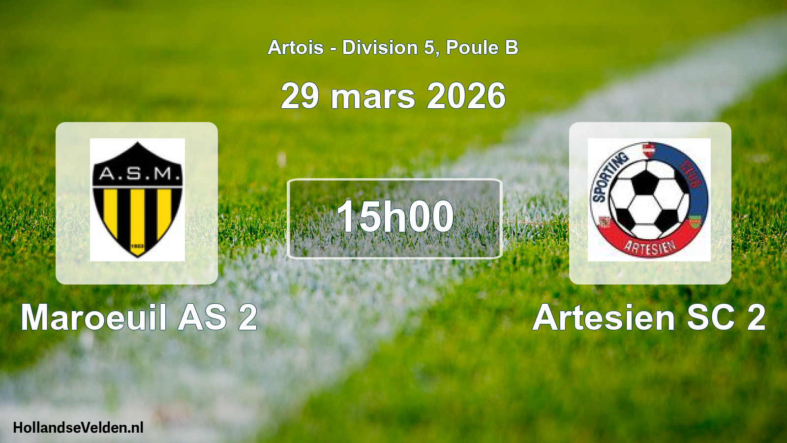 Match programmé: Maroeuil AS 2 - Artesien SC 2 (29 mars 2026)