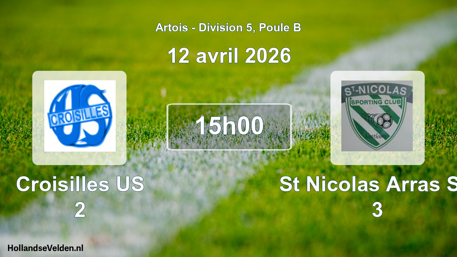 Match programmé: Croisilles US 2 - St Nicolas Arras SC 3 (12 avril 2026)