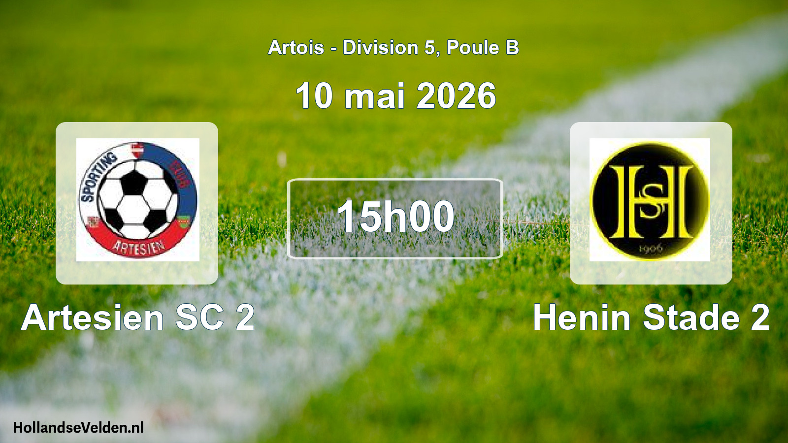 Match programmé: Artesien SC 2 - Henin Stade 2 (10 mai 2026)
