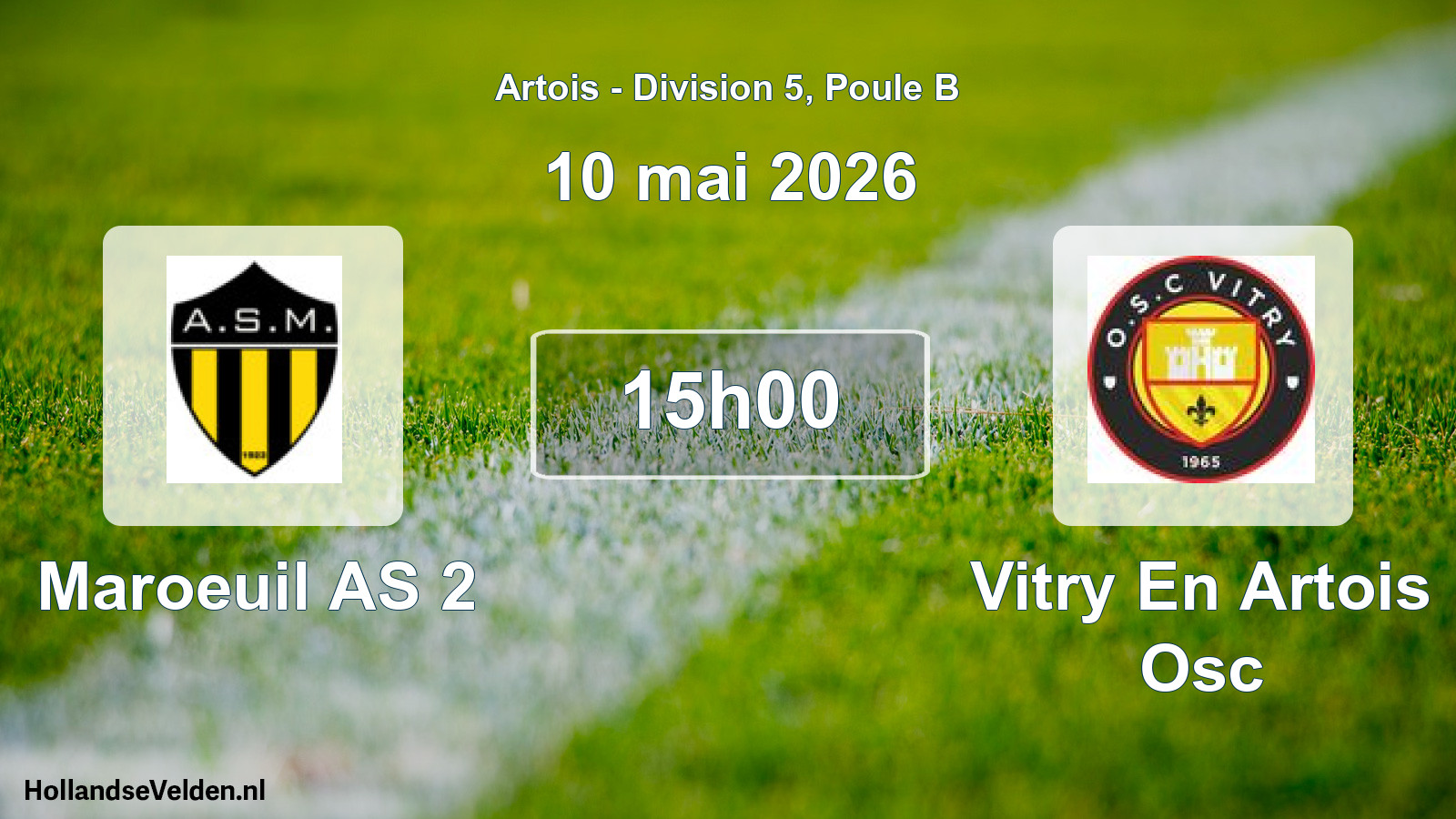Match programmé: Maroeuil AS 2 - Vitry En Artois Osc (10 mai 2026)
