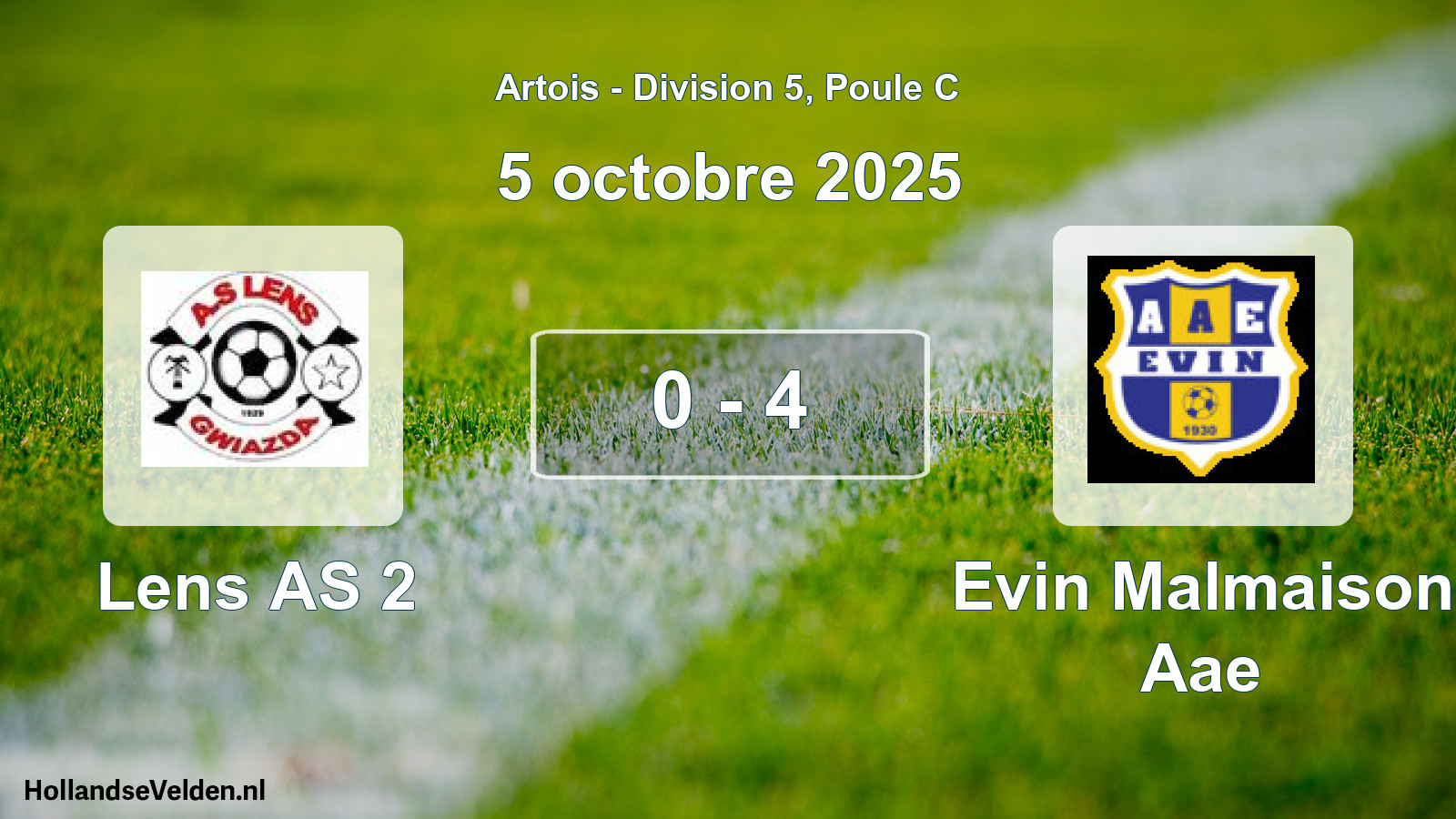 Match joué: Lens AS 2 - Evin Malmaison Aae 0 - 4 (5 octobre 2025)