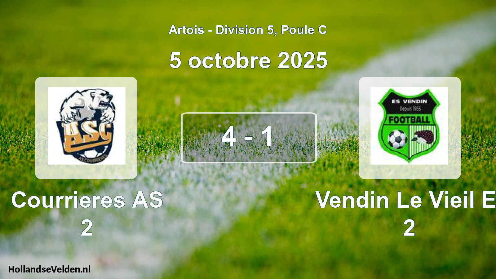 Match joué: Courrieres AS 2 - Vendin Le Vieil E. 2 4 - 1 (5 octobre 2025)