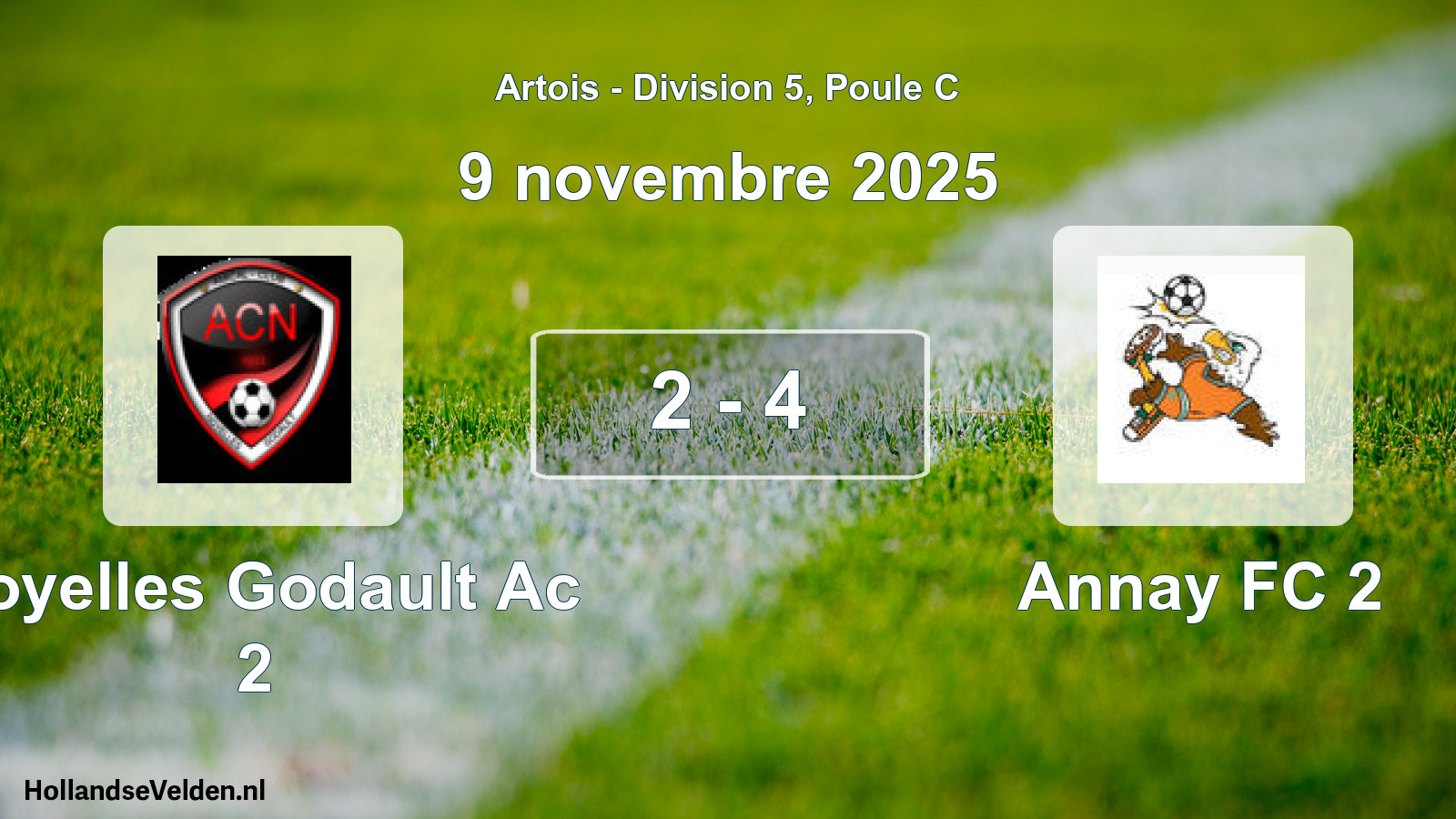 Match joué: Noyelles Godault Ac 2 - Annay FC 2 2 - 4 (9 novembre 2025)