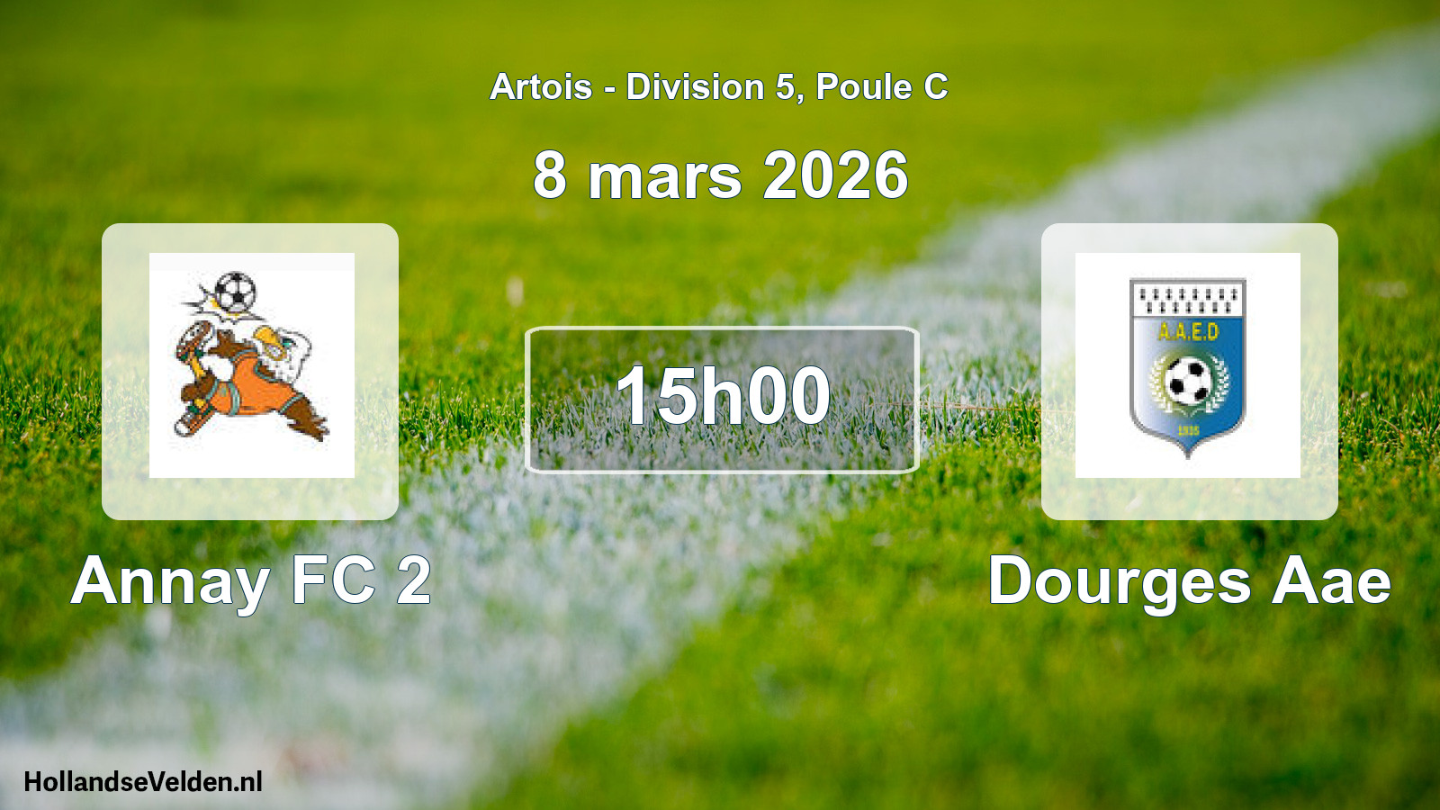 Match programmé: Annay FC 2 - Dourges Aae (8 mars 2026)
