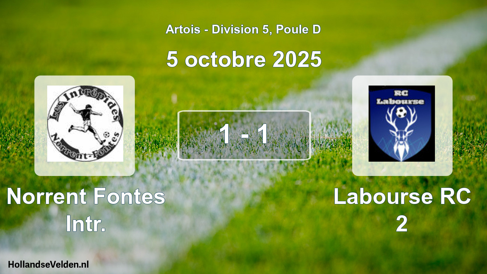 Total number of matches played: Norrent Fontes Intr. - Labourse RC 2 1 - 1 (5 October 2025)