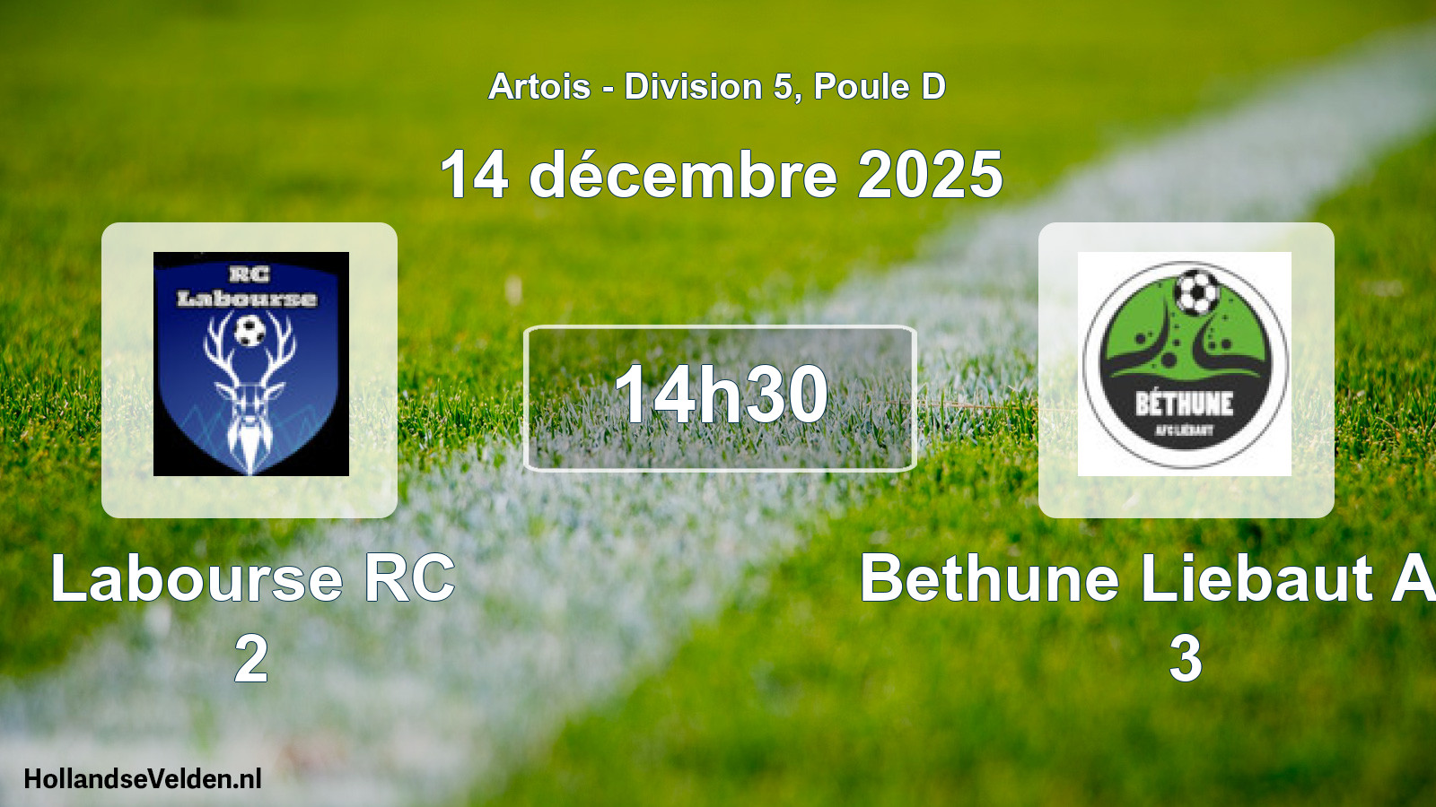 Match programmé: Labourse RC 2 - Bethune Liebaut Afcl 3 (14 décembre 2025)