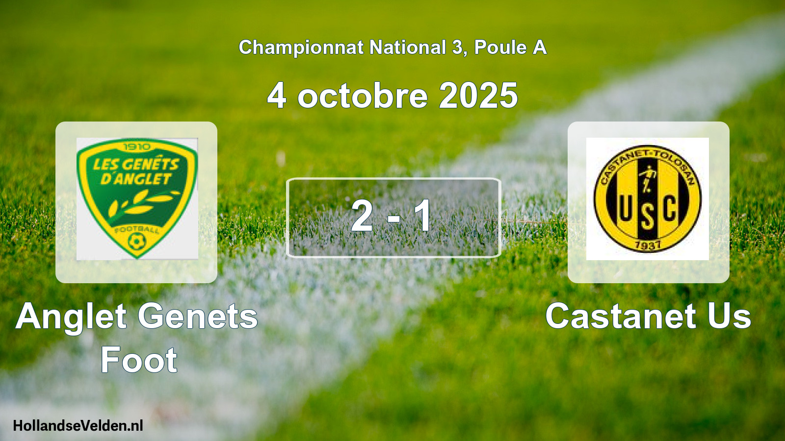 Total number of matches played: Anglet Genets Foot - Castanet Us 2 - 1 (4 October 2025)
