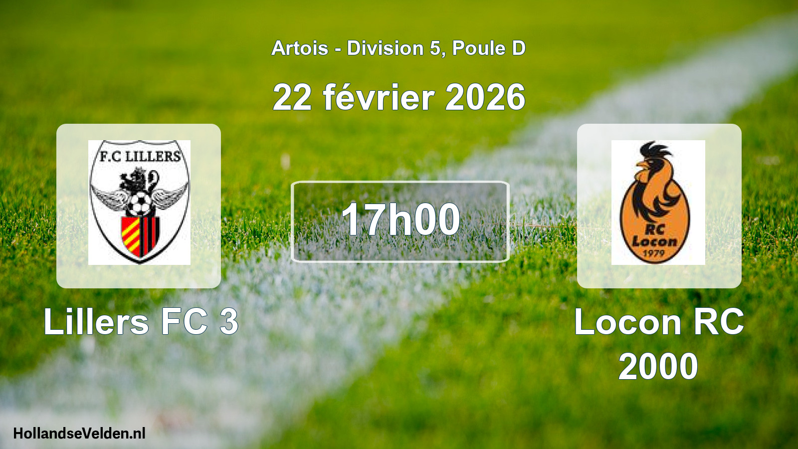 Match programmé: Lillers FC 3 - Locon RC 2000 (22 février 2026)