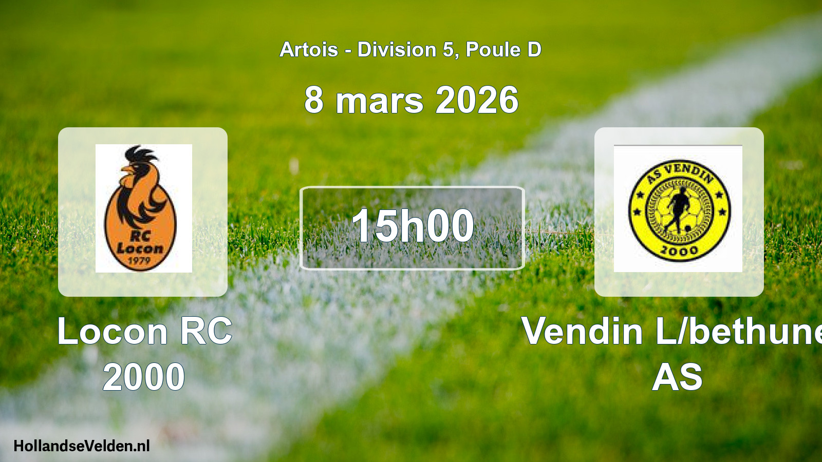 Match programmé: Locon RC 2000 - Vendin L/bethune AS (8 mars 2026)