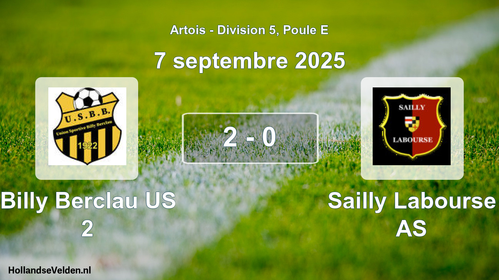 Match joué: Billy Berclau US 2 - Sailly Labourse AS 2 - 0 (7 septembre 2025)