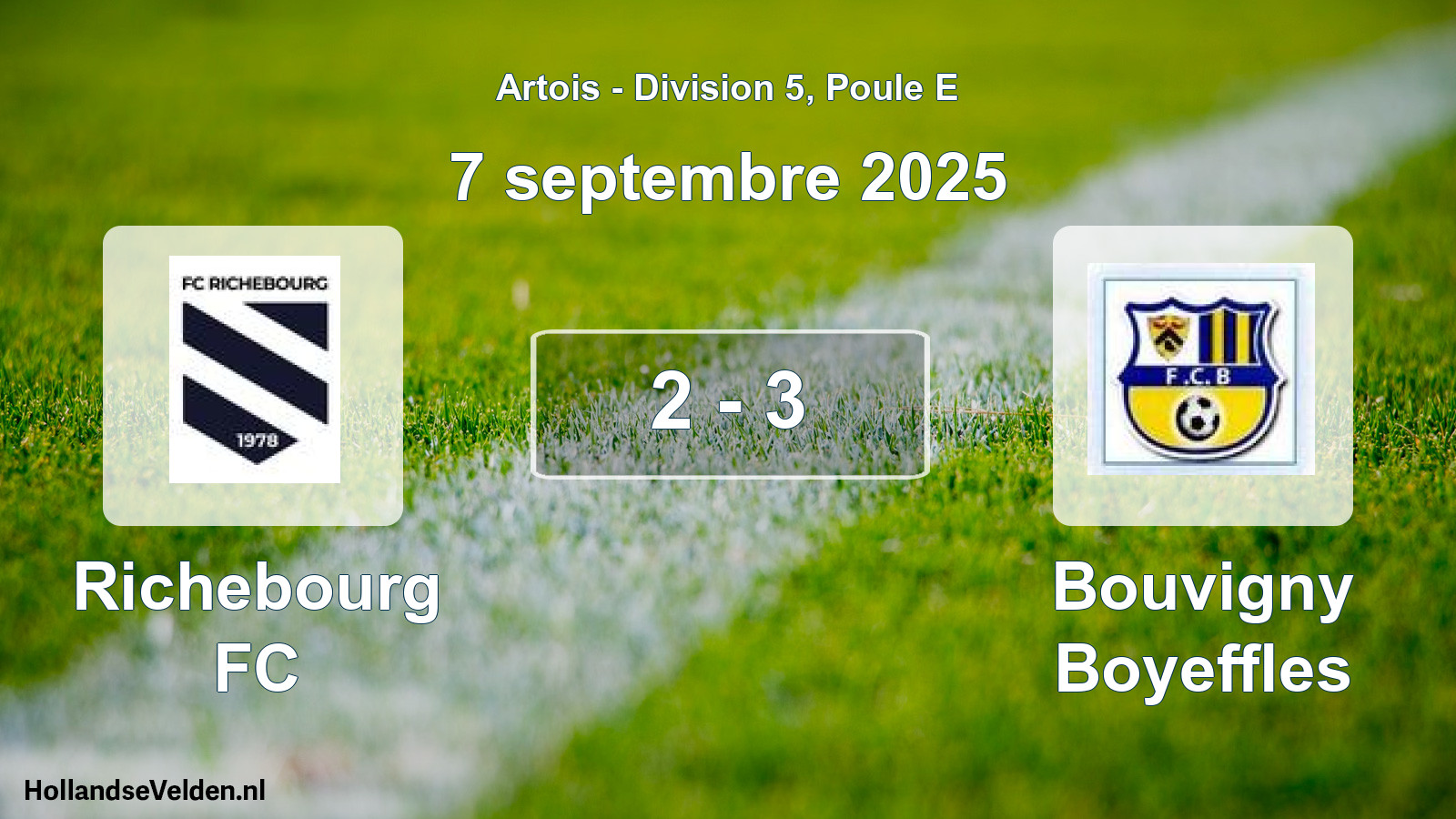 Gespeelde wedstrijd: Richebourg FC - Bouvigny Boyeffles 2 - 3 (7 september 2025)