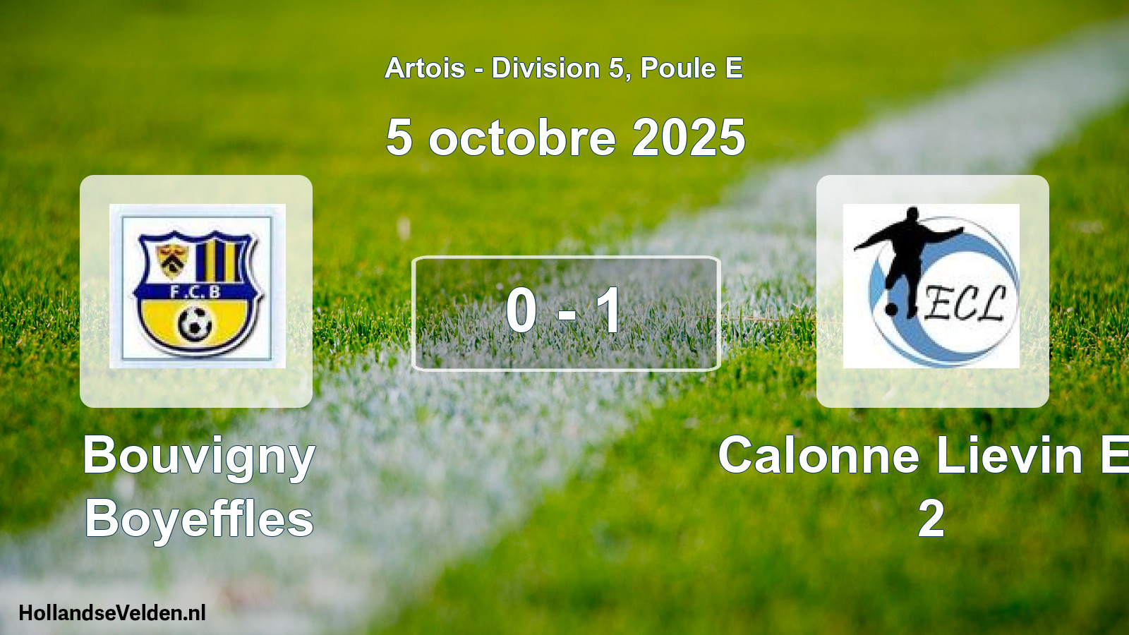 Match joué: Bouvigny Boyeffles - Calonne Lievin E. 2 0 - 1 (5 octobre 2025)
