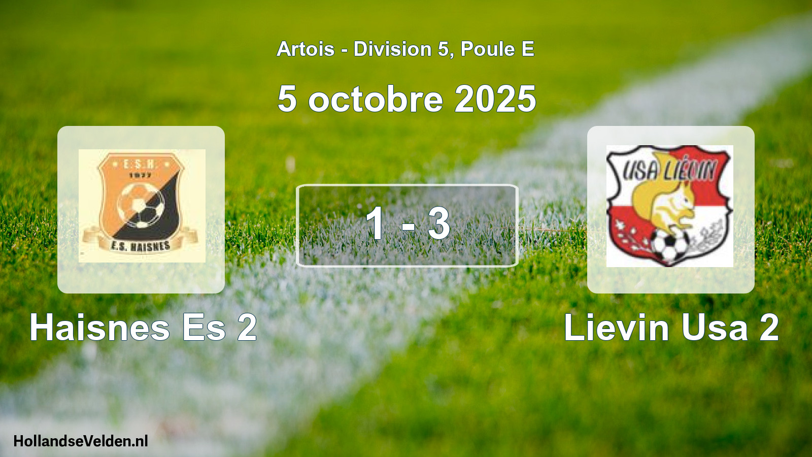 Match joué: Haisnes Es 2 - Lievin Usa 2 1 - 3 (5 octobre 2025)