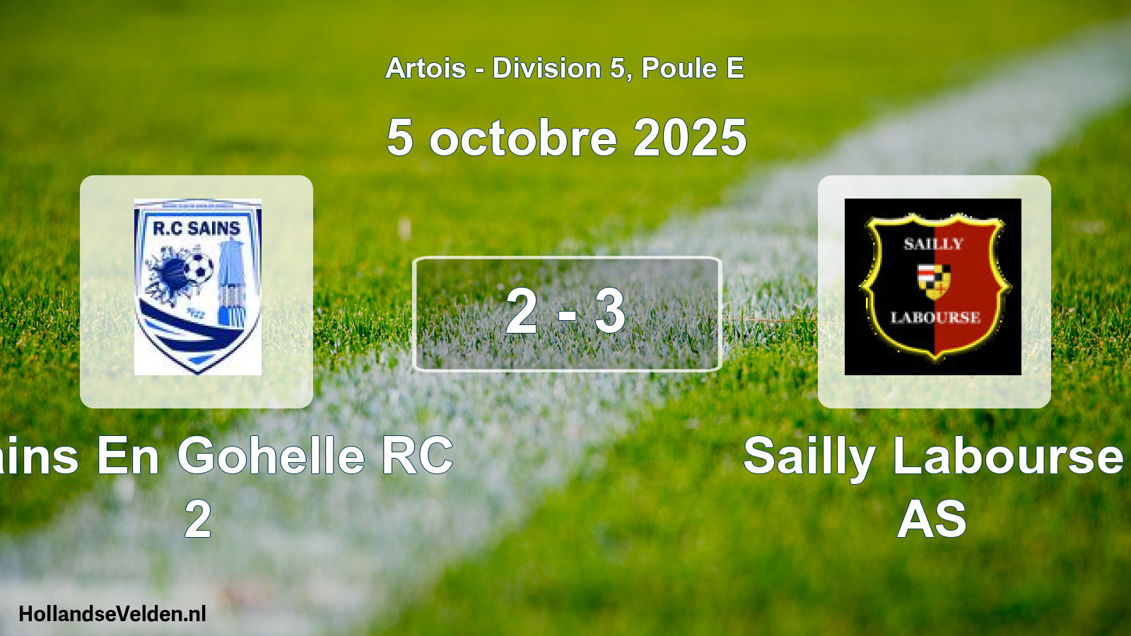 Total number of matches played: Sains En Gohelle RC 2 - Sailly Labourse AS 2 - 3 (5 October 2025)