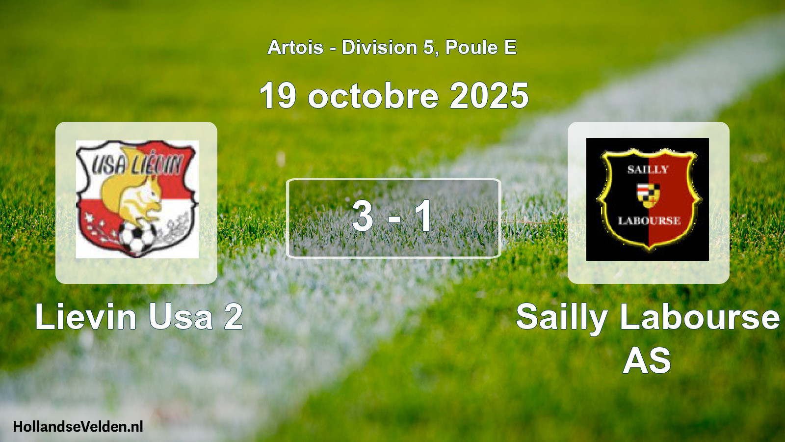 Match joué: Lievin Usa 2 - Sailly Labourse AS 3 - 1 (19 octobre 2025)