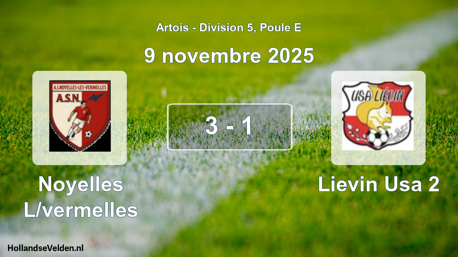 Match joué: Noyelles L/vermelles - Lievin Usa 2 3 - 1 (9 novembre 2025)