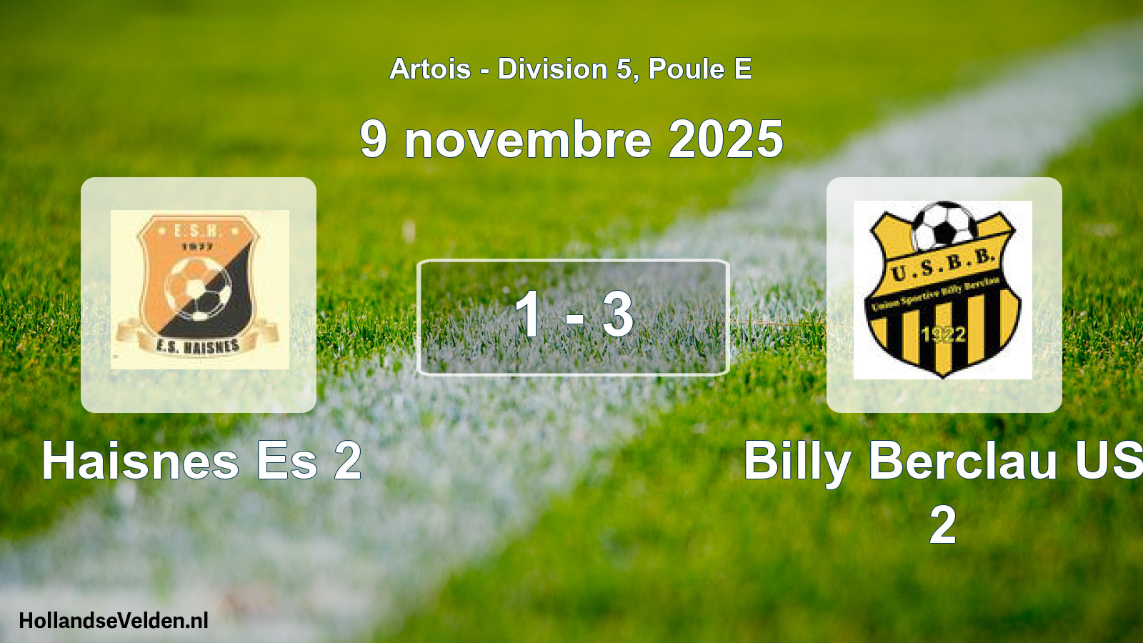 Gespeelde wedstrijd: Haisnes Es 2 - Billy Berclau US 2 1 - 3 (9 november 2025)