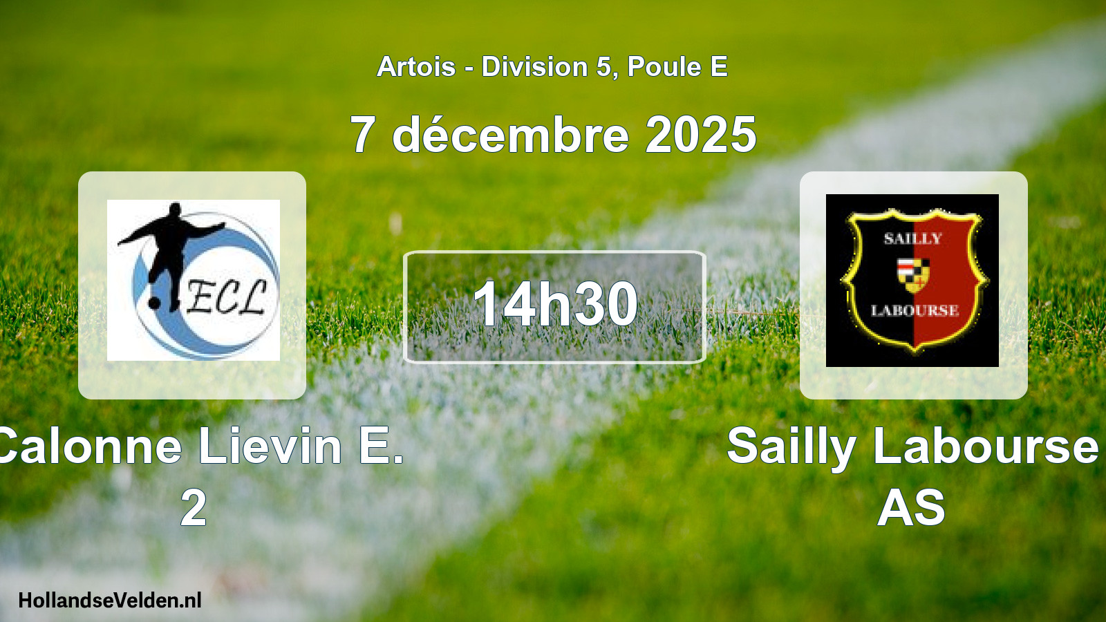 Match programmé: Calonne Lievin E. 2 - Sailly Labourse AS (7 décembre 2025)