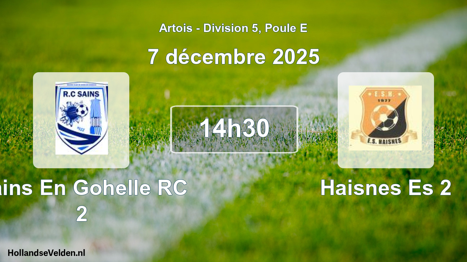 Match programmé: Sains En Gohelle RC 2 - Haisnes Es 2 (7 décembre 2025)