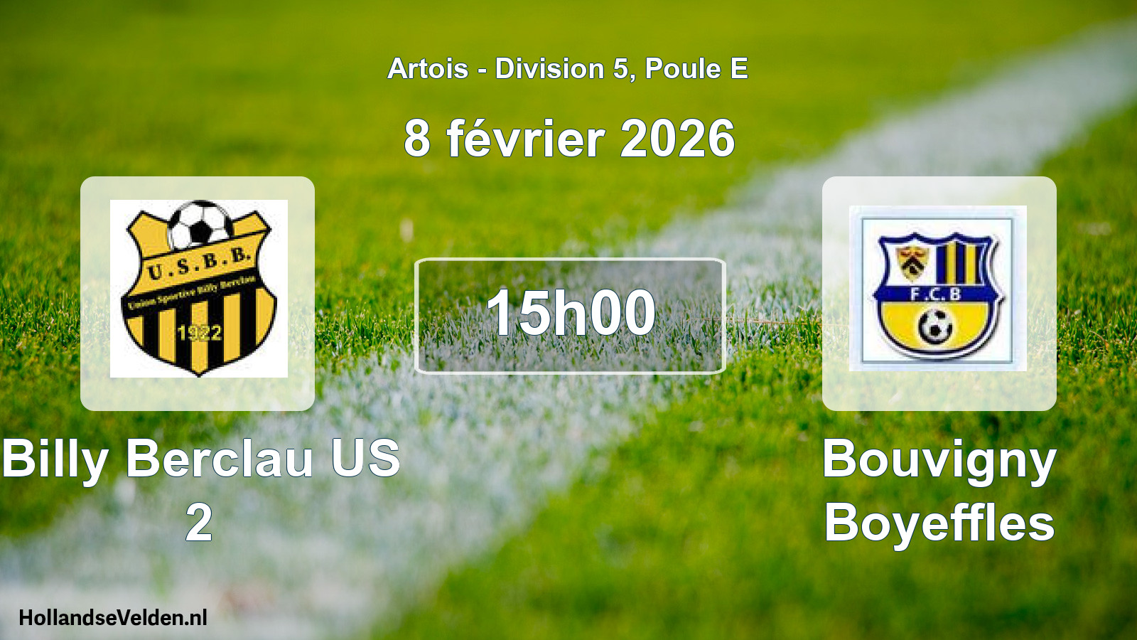 Match programmé: Billy Berclau US 2 - Bouvigny Boyeffles (8 février 2026)
