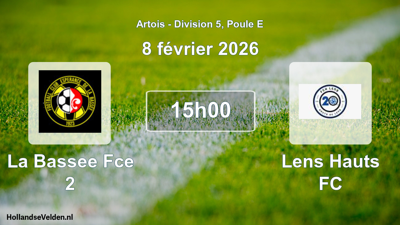 Match programmé: La Bassee Fce 2 - Lens Hauts FC (8 février 2026)
